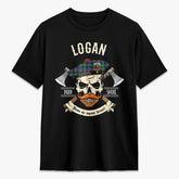 Logan Ancient Tartan Crest 2D T-shirt - Alba Skull Style